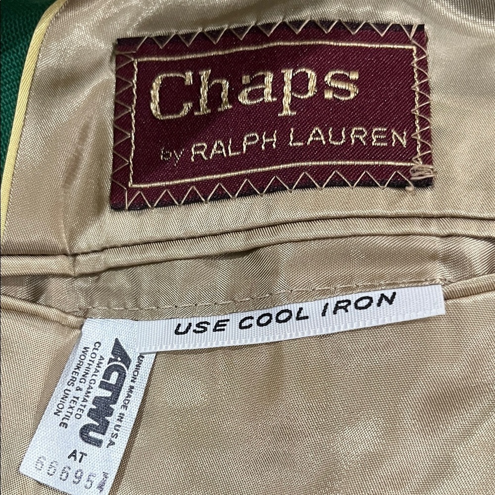 Chaps BY RALPH LAUREN VINTAGE,MASTERS EQUESTRIAN GOLD BUTTON JACKET GREEN SZ 36R - Picture 2 of 13